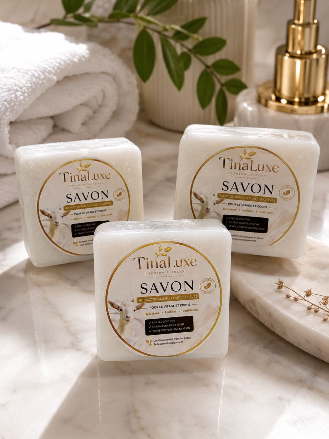 Pack 3 Savons TinaLuxe au Lait de Chèvre