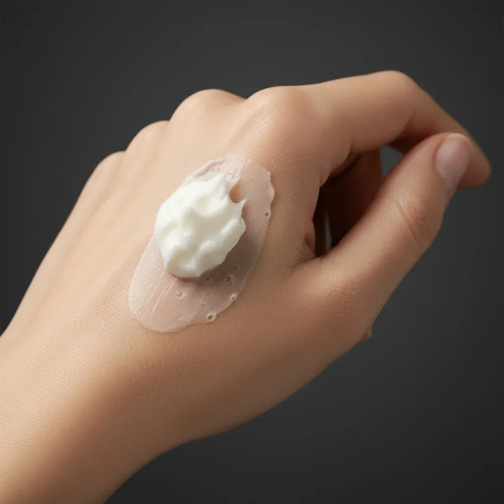 Geste d'application du beurre de karité brut sur le visage — soin hydratant naturel TinaLuxe